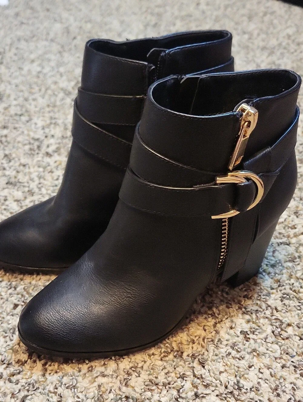Apt. 9 Black Ankle Booties with Gold Buckle Detail